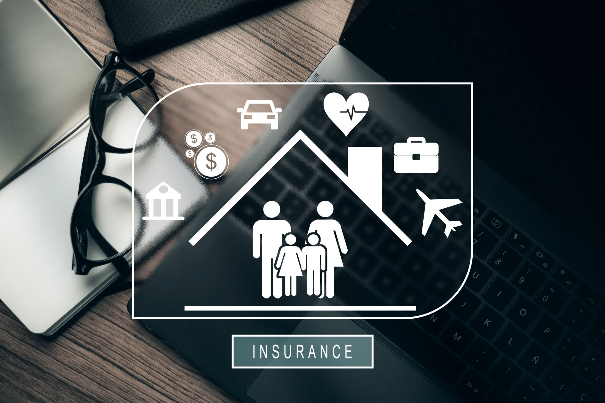 vr-icons-illustrating-coverage-policy-insurance-family-life-travel-health-bank-house